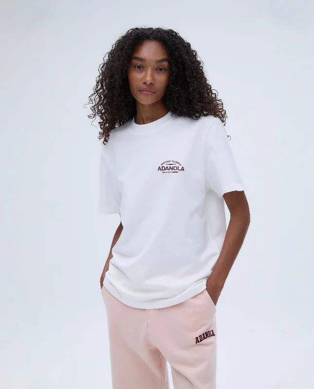 Everyday Classics Oversized Short Sleeve T-shirt - White/Burgundy