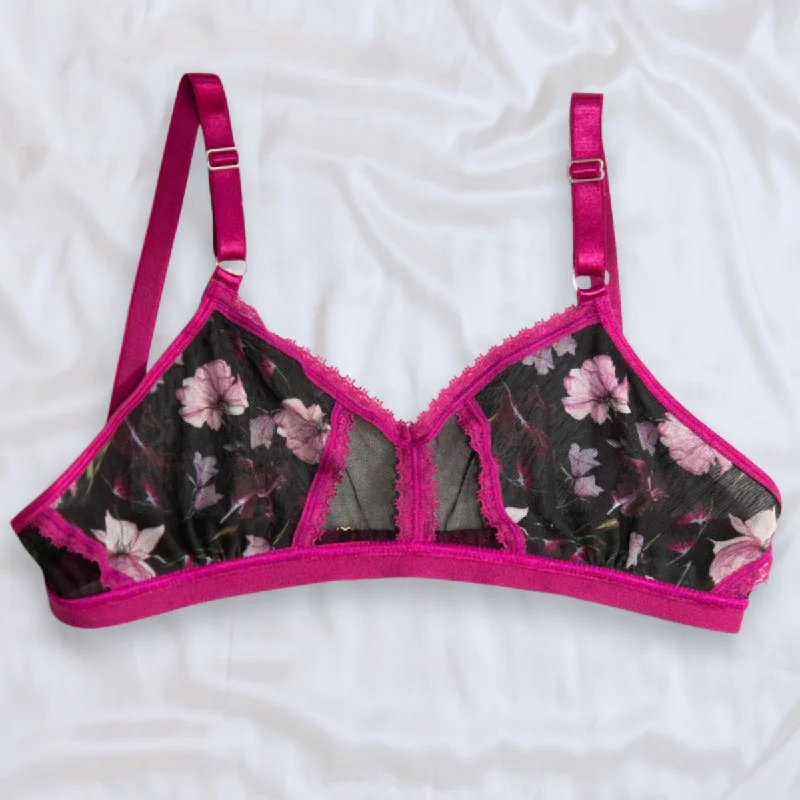 Floral Fantasy Printed Mesh Peekaboo Bralette