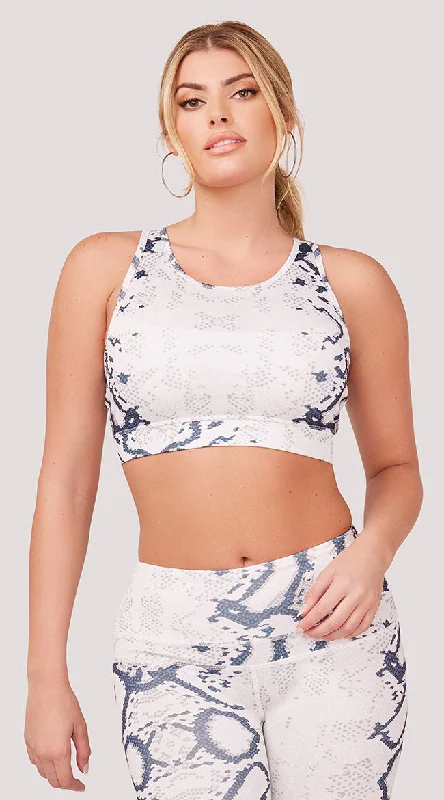 Gray Snake Print Sports Bra