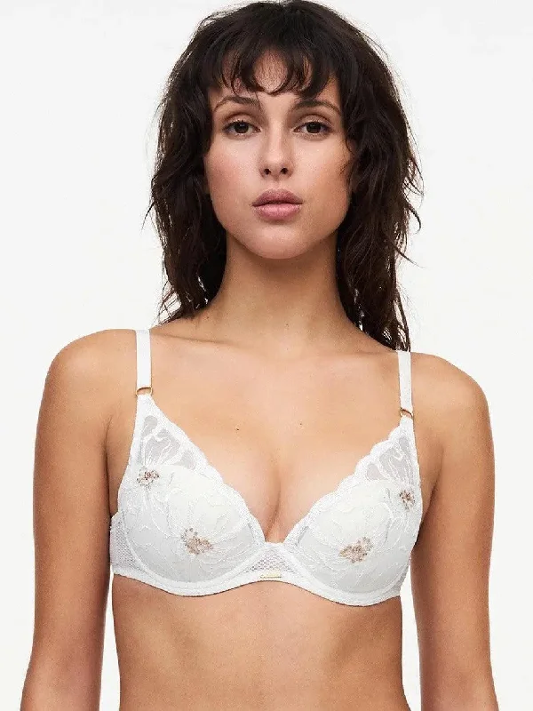 Ivory and Gold Fleurs Plunging T-Shirt Bra