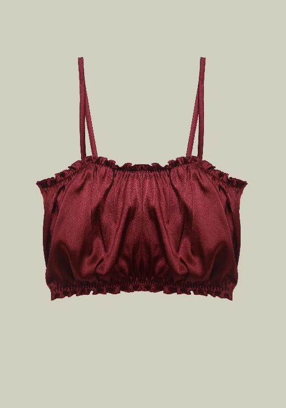 Lombard Street Ruffle Top in Wine