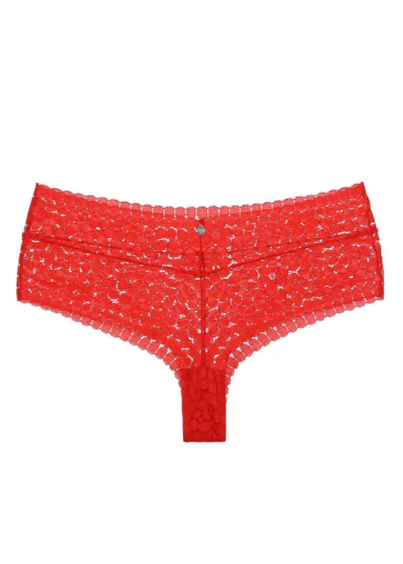 AMINA Plus Floral Lace Sweet Love Red Boyshorts