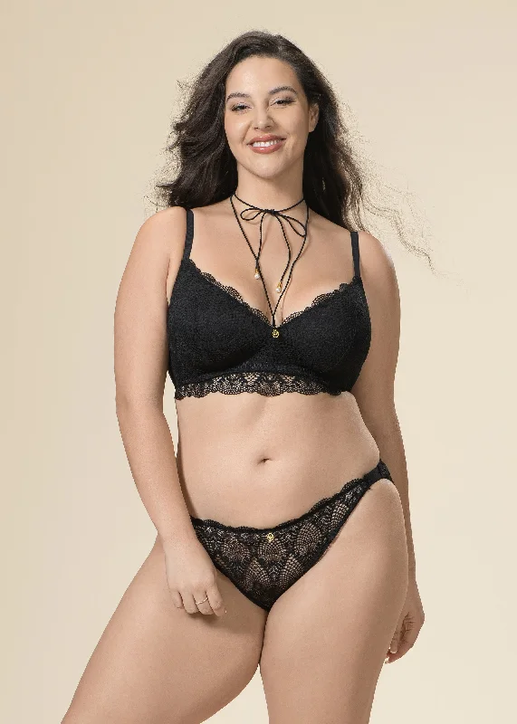 XABELLE Plus Sexy Triangle Cup Lace Bra with Detachable Neck Holder