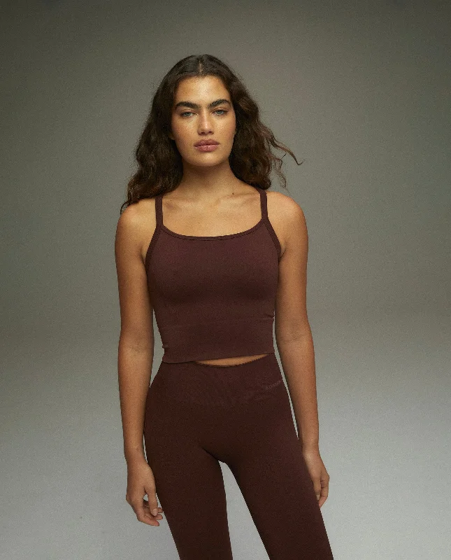 Seamless Crop Tank Top - Burgundy