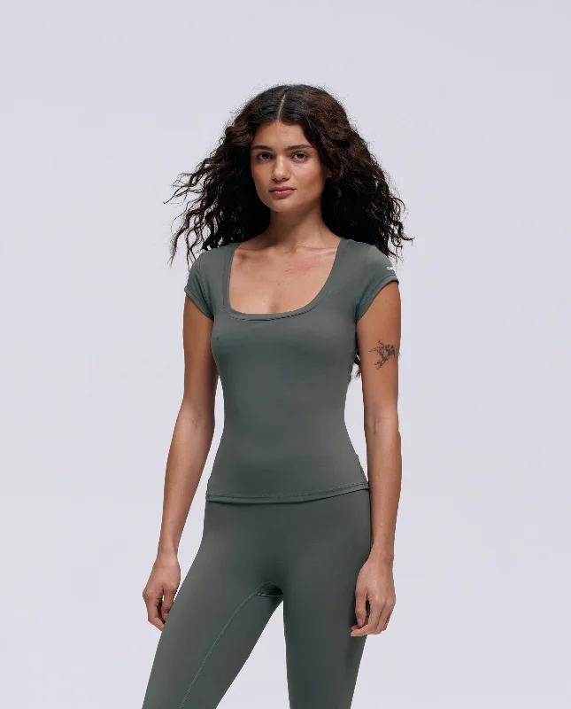 Ultimate Scoop Neck Cap Sleeve Top - Sea Green